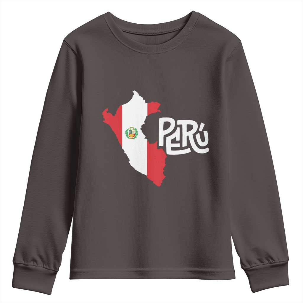 Peruvian Pride Youth Sweatshirt Peru Est. 1821 TS09 Dark Chocolate Print Your Wear