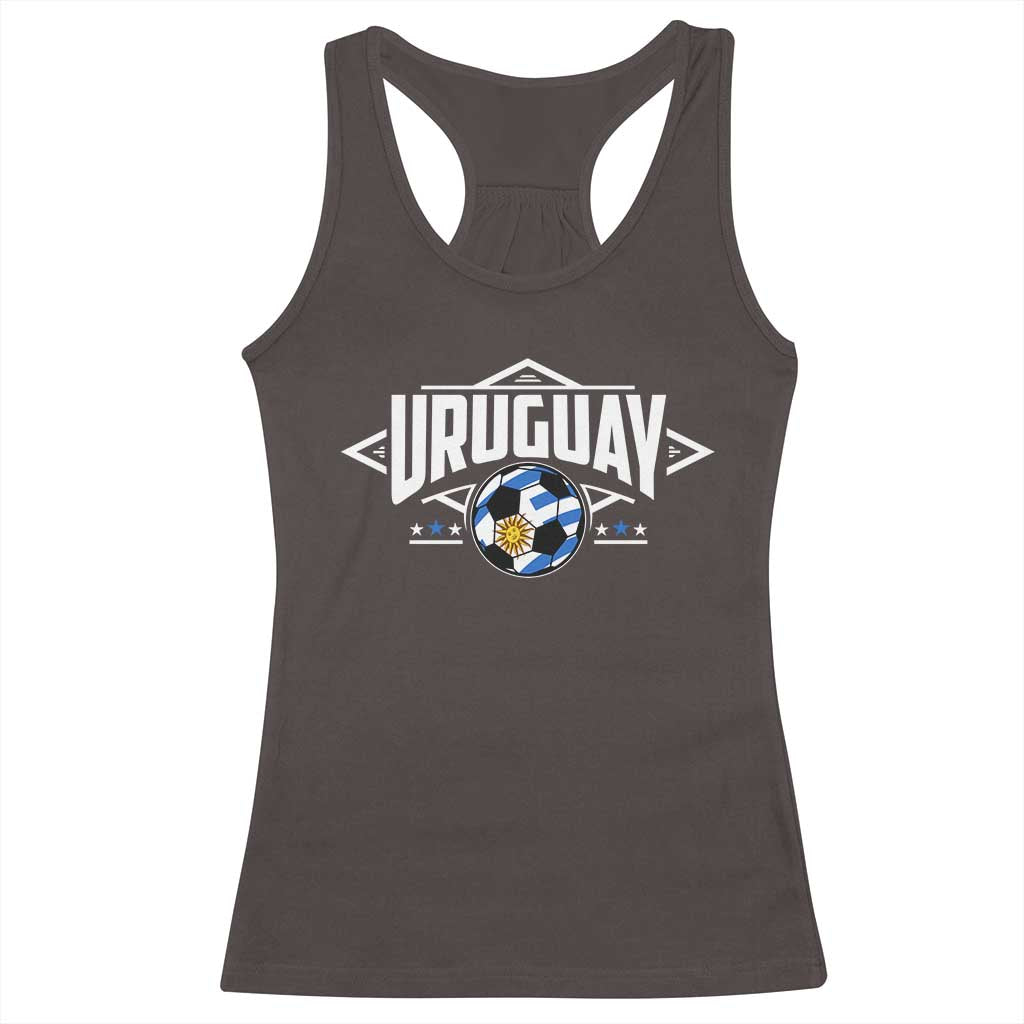 Uruguayan Uruguay Soccer Support Racerback Tank Top TS09 Dark Chocolate Print Your Wear