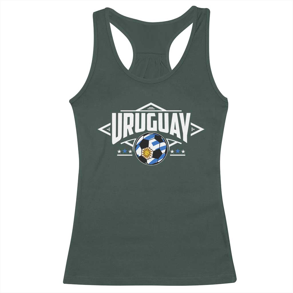 Uruguayan Uruguay Soccer Support Racerback Tank Top TS09 Dark Forest Green Print Your Wear