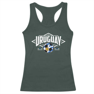 Uruguayan Uruguay Soccer Support Racerback Tank Top TS09 Dark Forest Green Print Your Wear