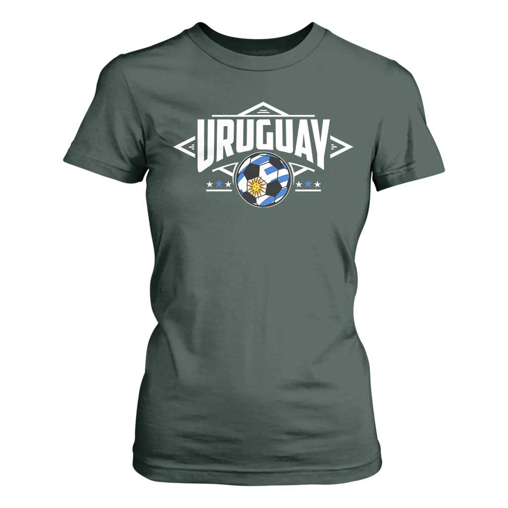 Uruguayan Uruguay Soccer Support T Shirt For Women TS09 Dark Forest Green Print Your Wear