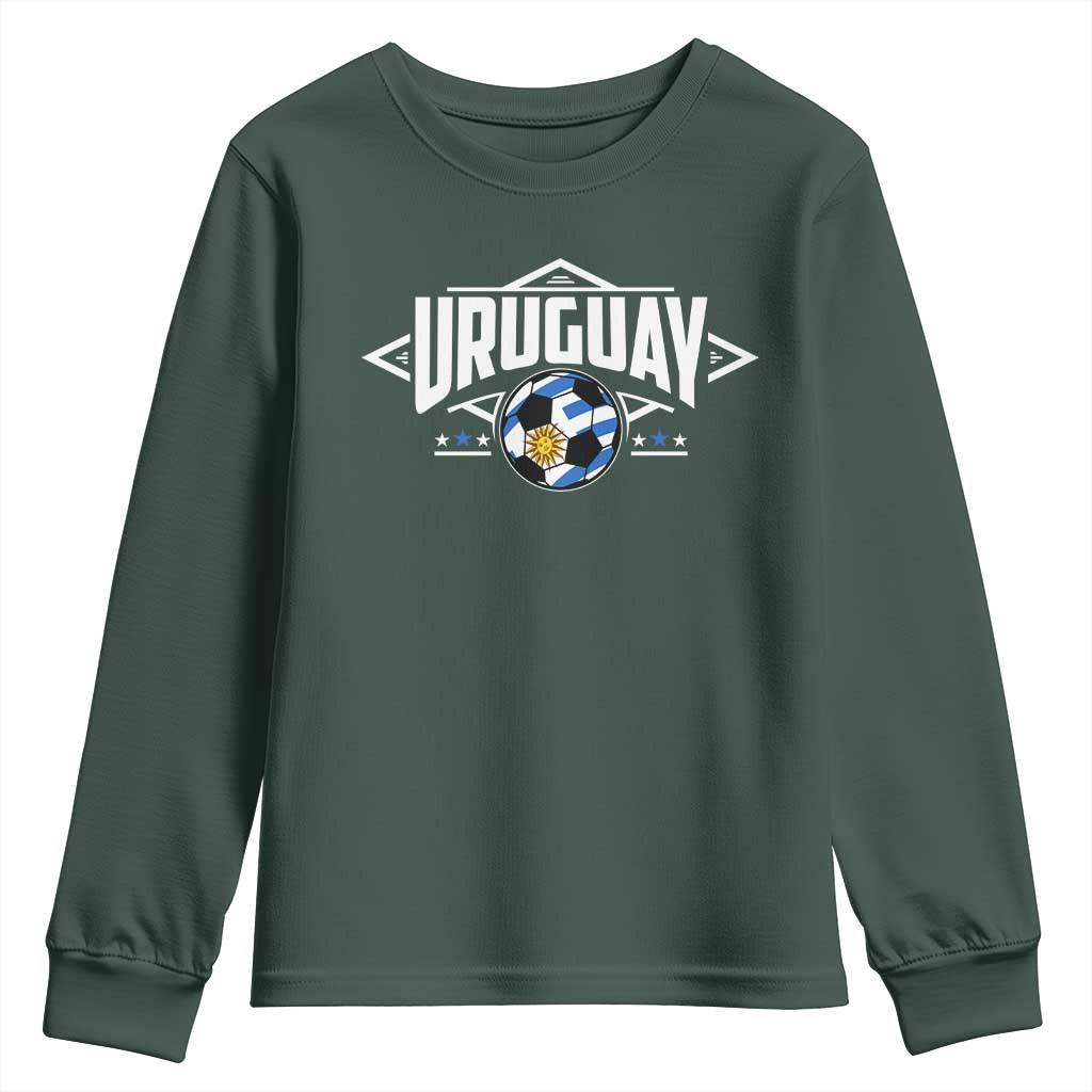 Uruguayan Uruguay Soccer Support Youth Sweatshirt TS09 Dark Forest Green Print Your Wear