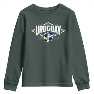 Uruguayan Uruguay Soccer Support Youth Sweatshirt TS09 Dark Forest Green Print Your Wear