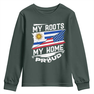 Uruguayan American Youth Sweatshirt My Roots My Home Proud TS09 Dark Forest Green Print Your Wear