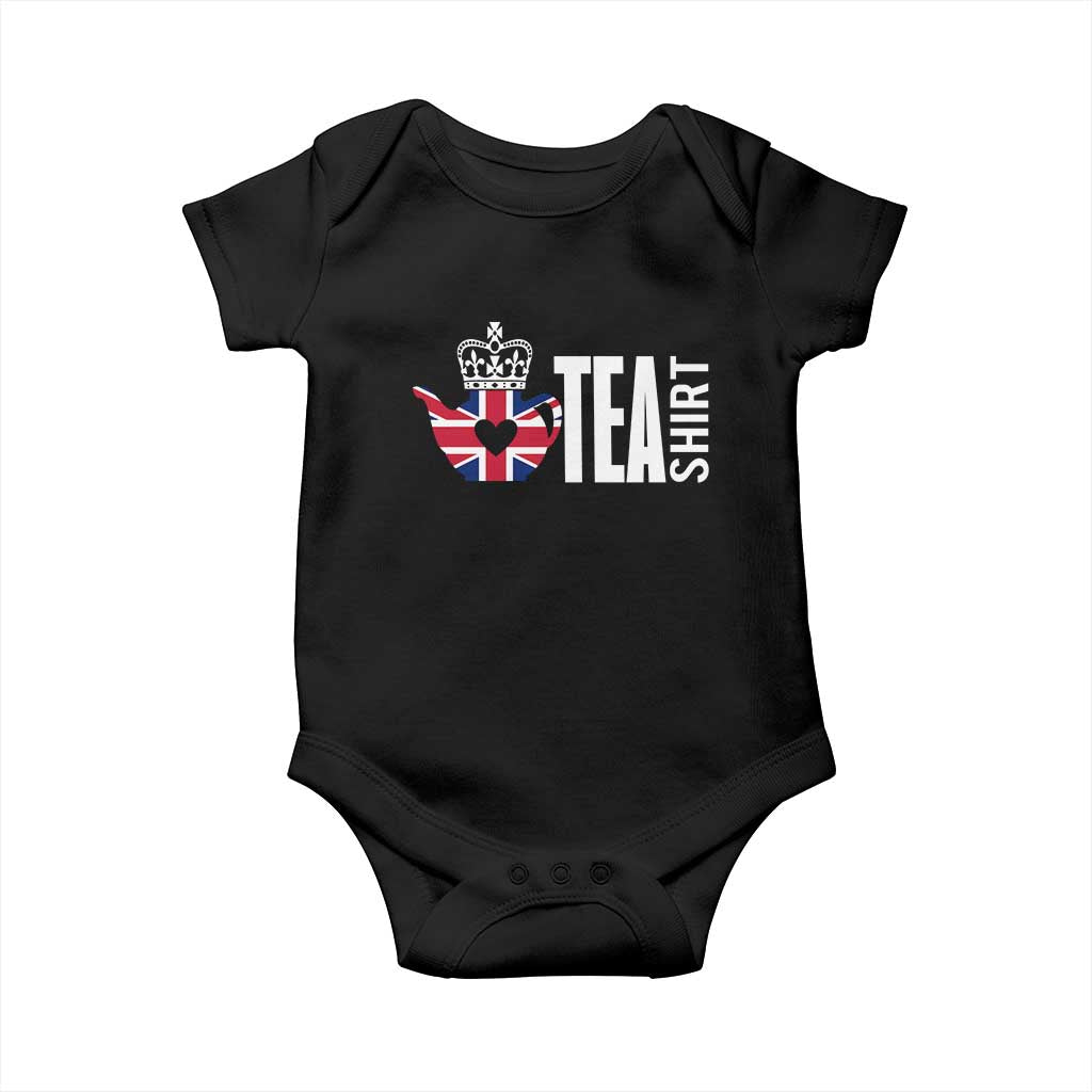 Funny English Tea UK Flag Baby Onesie TS09 Black Print Your Wear