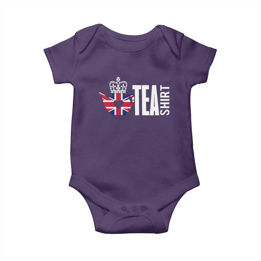 Funny English Tea UK Flag Baby Onesie TS09 Purple Print Your Wear