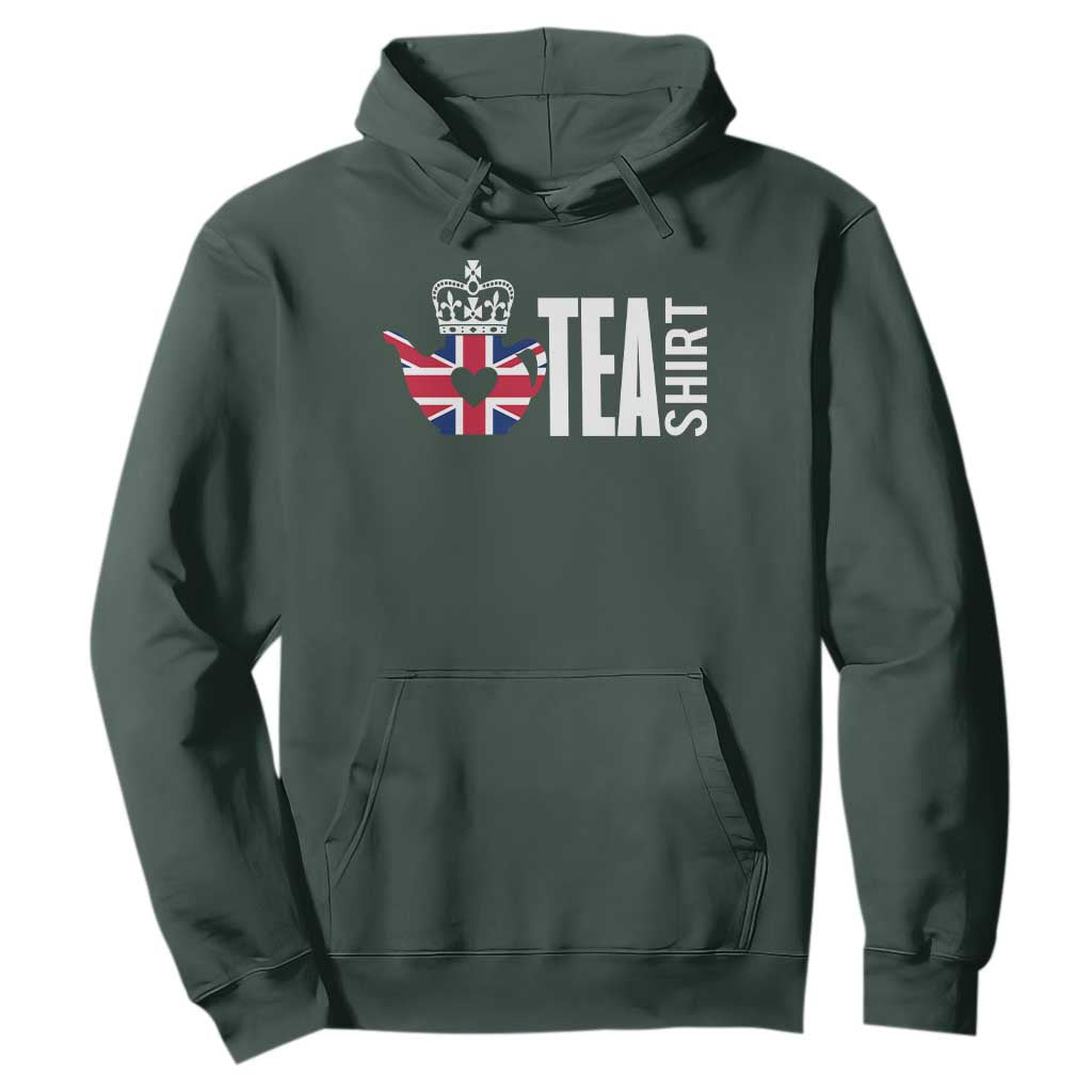Funny English Tea UK Flag Hoodie TS09 Dark Forest Green Print Your Wear