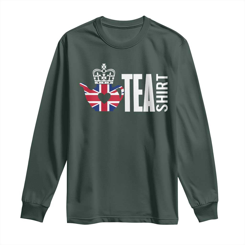 Funny English Tea UK Flag Long Sleeve Shirt TS09 Dark Forest Green Print Your Wear