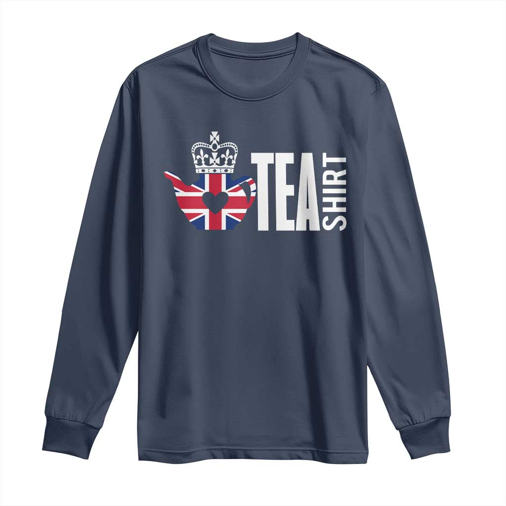 Funny English Tea UK Flag Long Sleeve Shirt TS09 Navy Print Your Wear