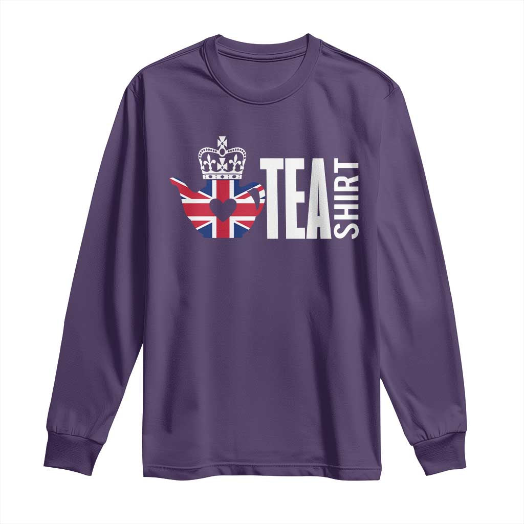 Funny English Tea UK Flag Long Sleeve Shirt TS09 Purple Print Your Wear