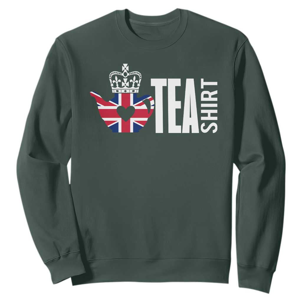 Funny English Tea UK Flag Sweatshirt TS09 Dark Forest Green Print Your Wear