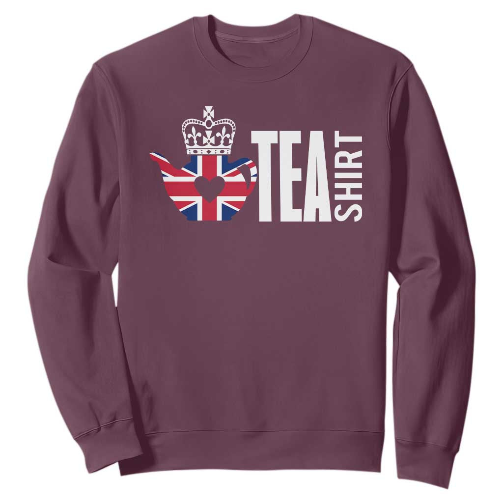 Funny English Tea UK Flag Sweatshirt TS09 Maroon Print Your Wear