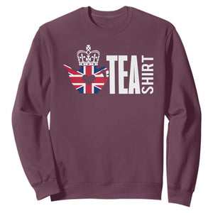 Funny English Tea UK Flag Sweatshirt TS09 Maroon Print Your Wear