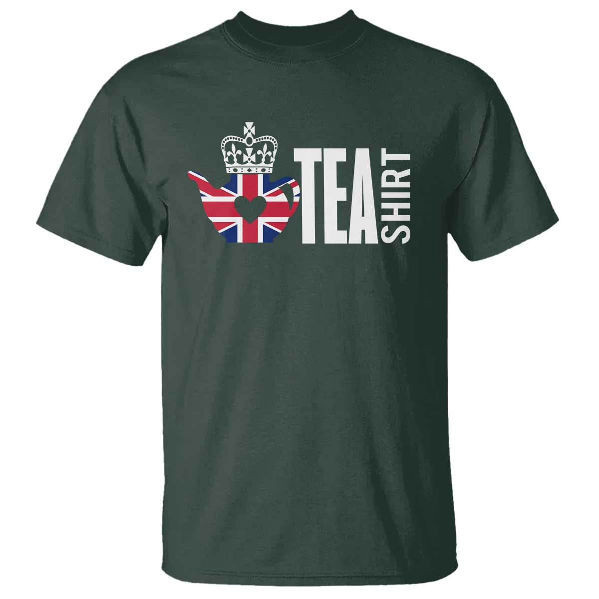 Funny English Tea UK Flag T Shirt TS09 Dark Forest Green Print Your Wear