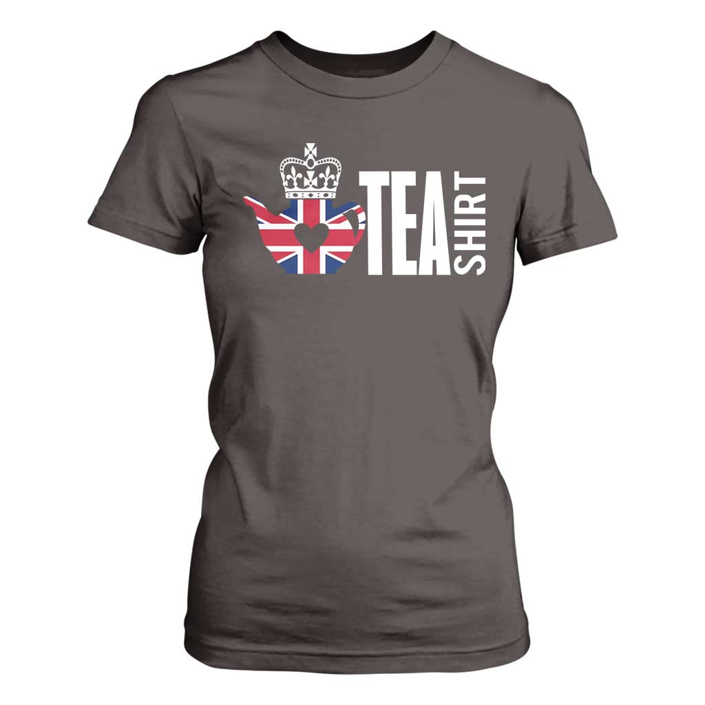 Funny English Tea UK Flag T Shirt For Women TS09 Dark Chocolate Print Your Wear