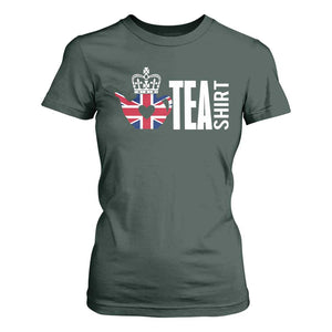 Funny English Tea UK Flag T Shirt For Women TS09 Dark Forest Green Print Your Wear