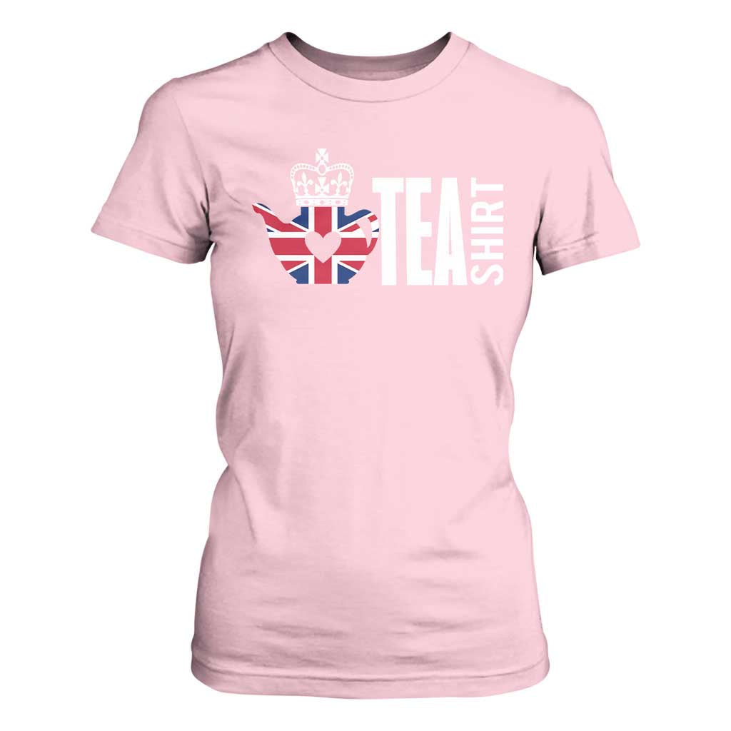 Funny English Tea UK Flag T Shirt For Women TS09 Light Pink Print Your Wear