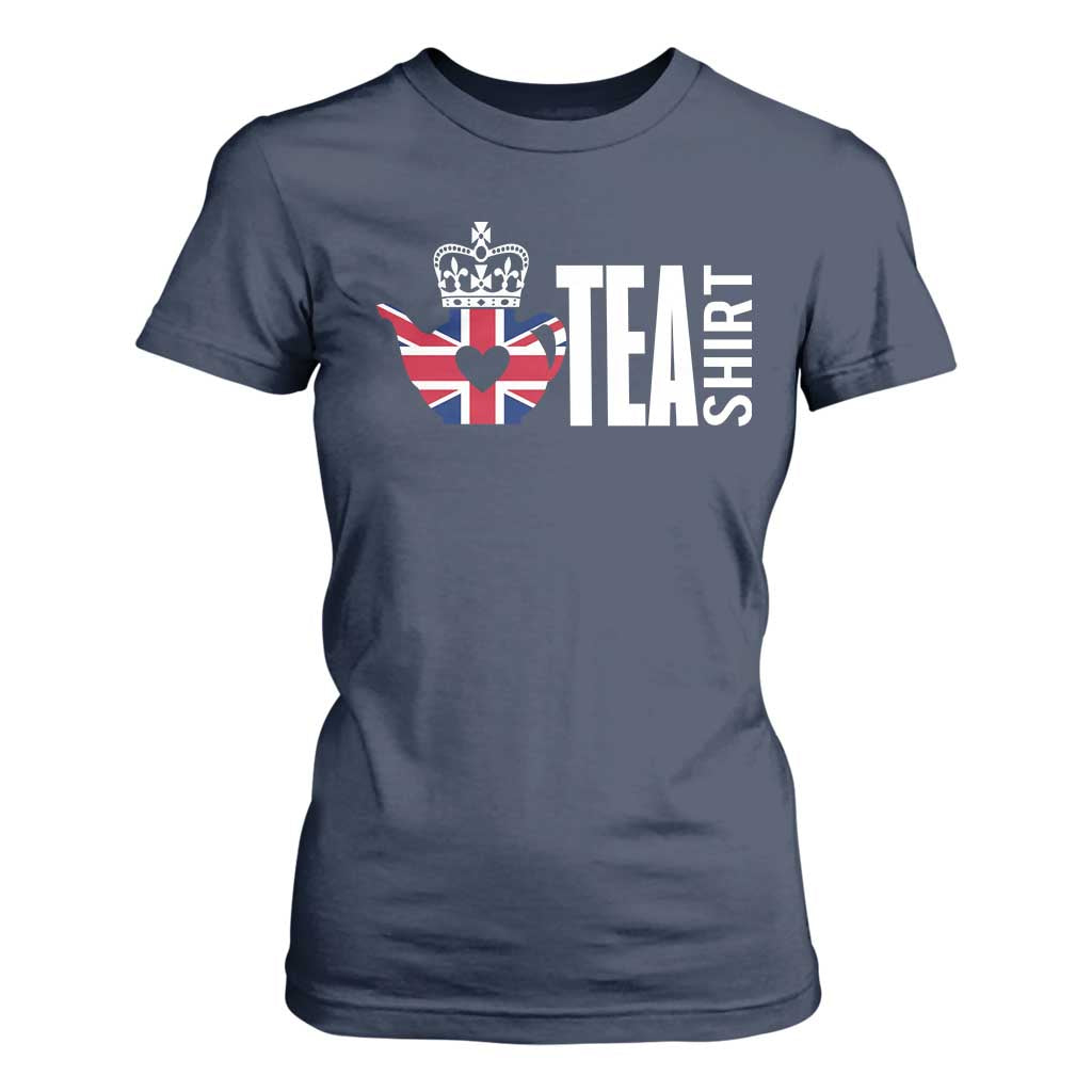 Funny English Tea UK Flag T Shirt For Women TS09 Navy Print Your Wear