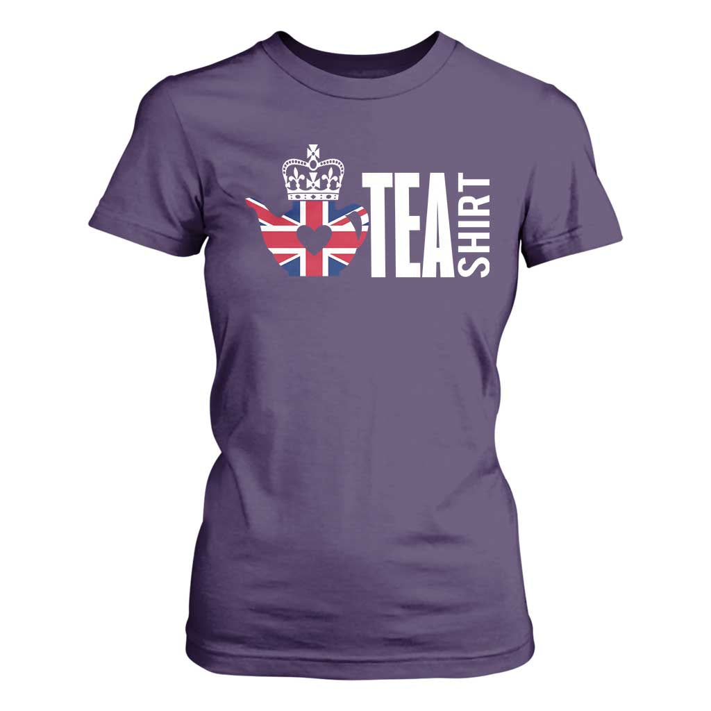 Funny English Tea UK Flag T Shirt For Women TS09 Purple Print Your Wear
