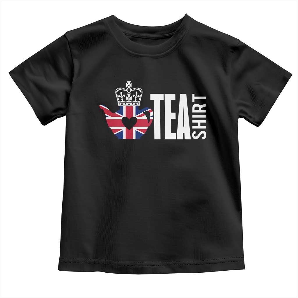 Funny English Tea UK Flag Toddler T Shirt TS09 Black Print Your Wear