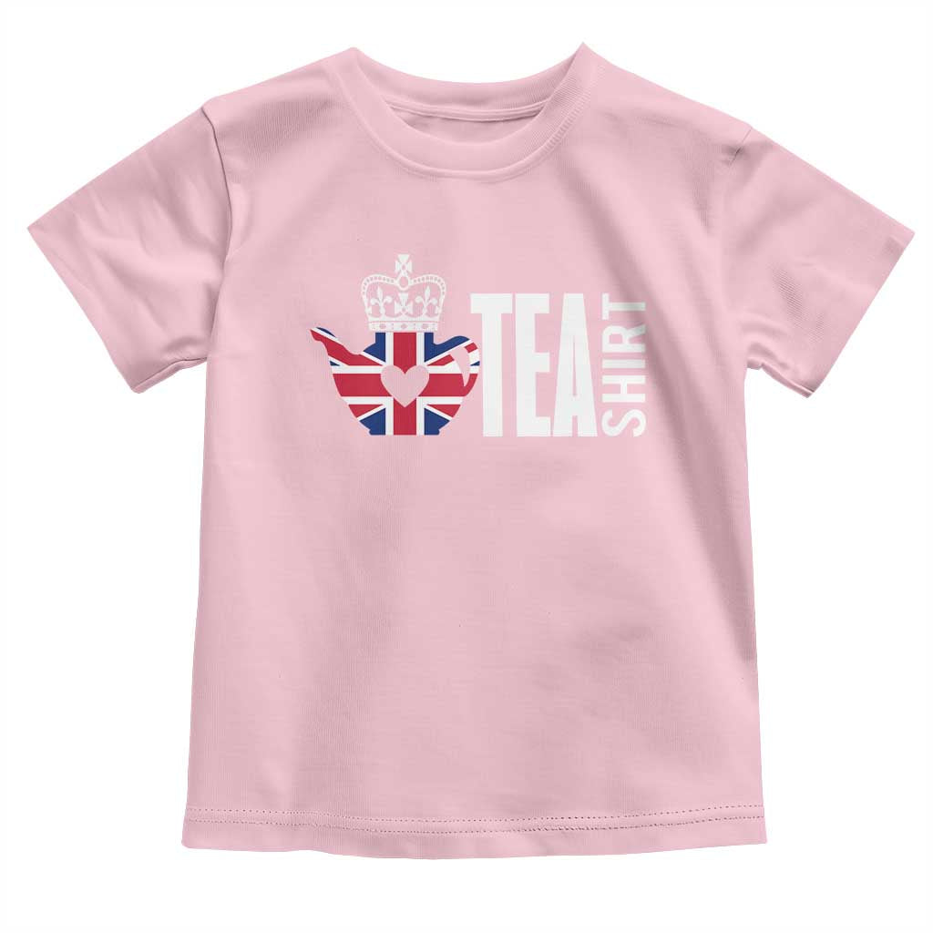 Funny English Tea UK Flag Toddler T Shirt TS09 Light Pink Print Your Wear
