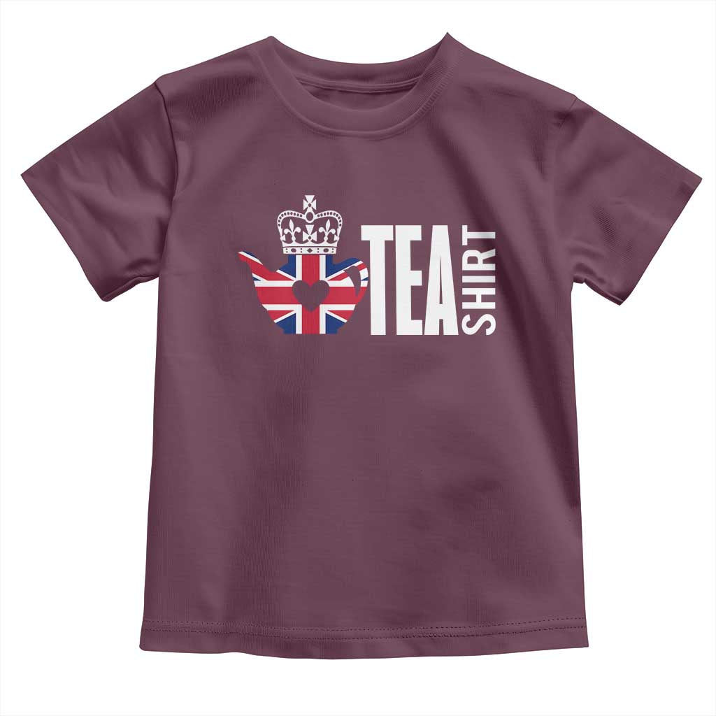 Funny English Tea UK Flag Toddler T Shirt TS09 Maroon Print Your Wear