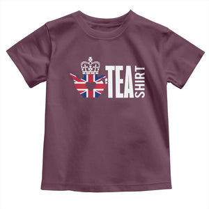 Funny English Tea UK Flag Toddler T Shirt TS09 Maroon Print Your Wear