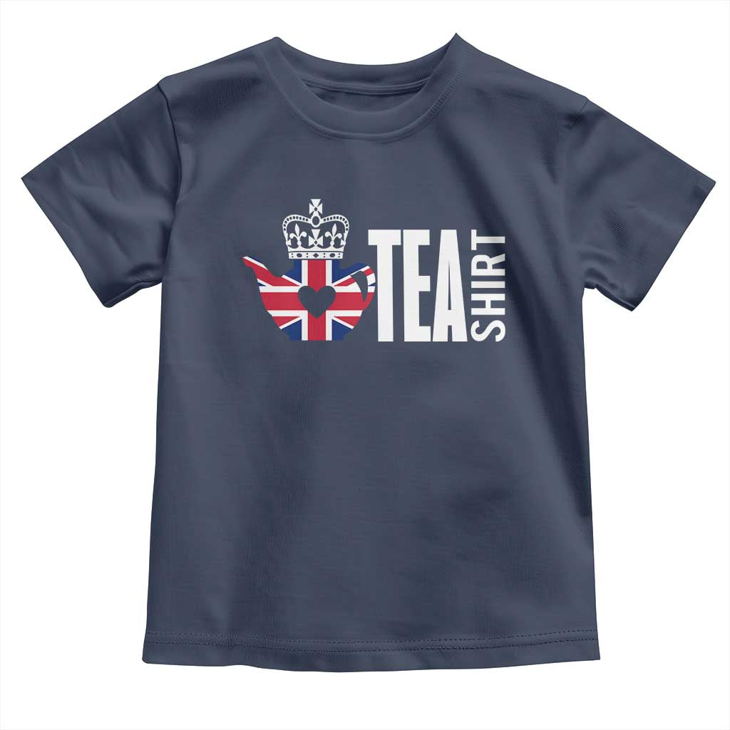 Funny English Tea UK Flag Toddler T Shirt TS09 Navy Print Your Wear