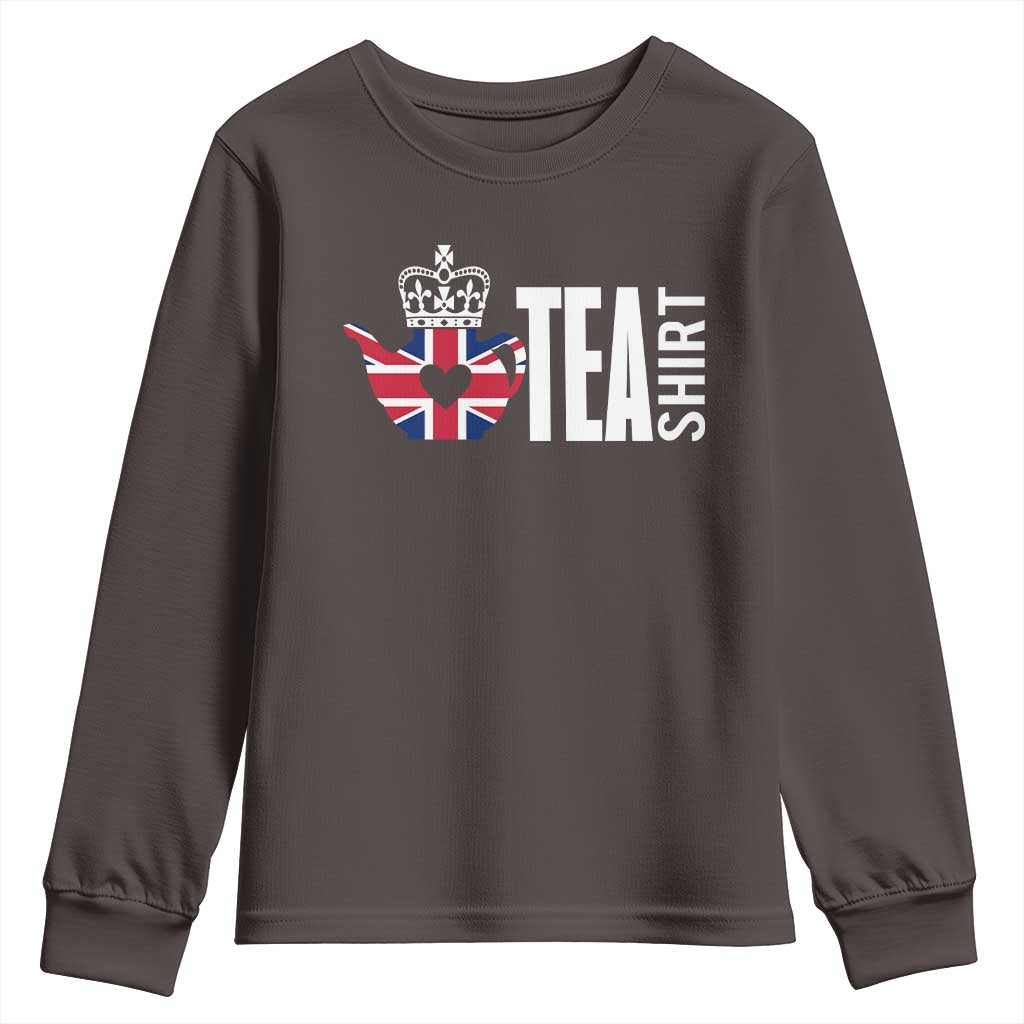 Funny English Tea UK Flag Youth Sweatshirt TS09 Dark Chocolate Print Your Wear