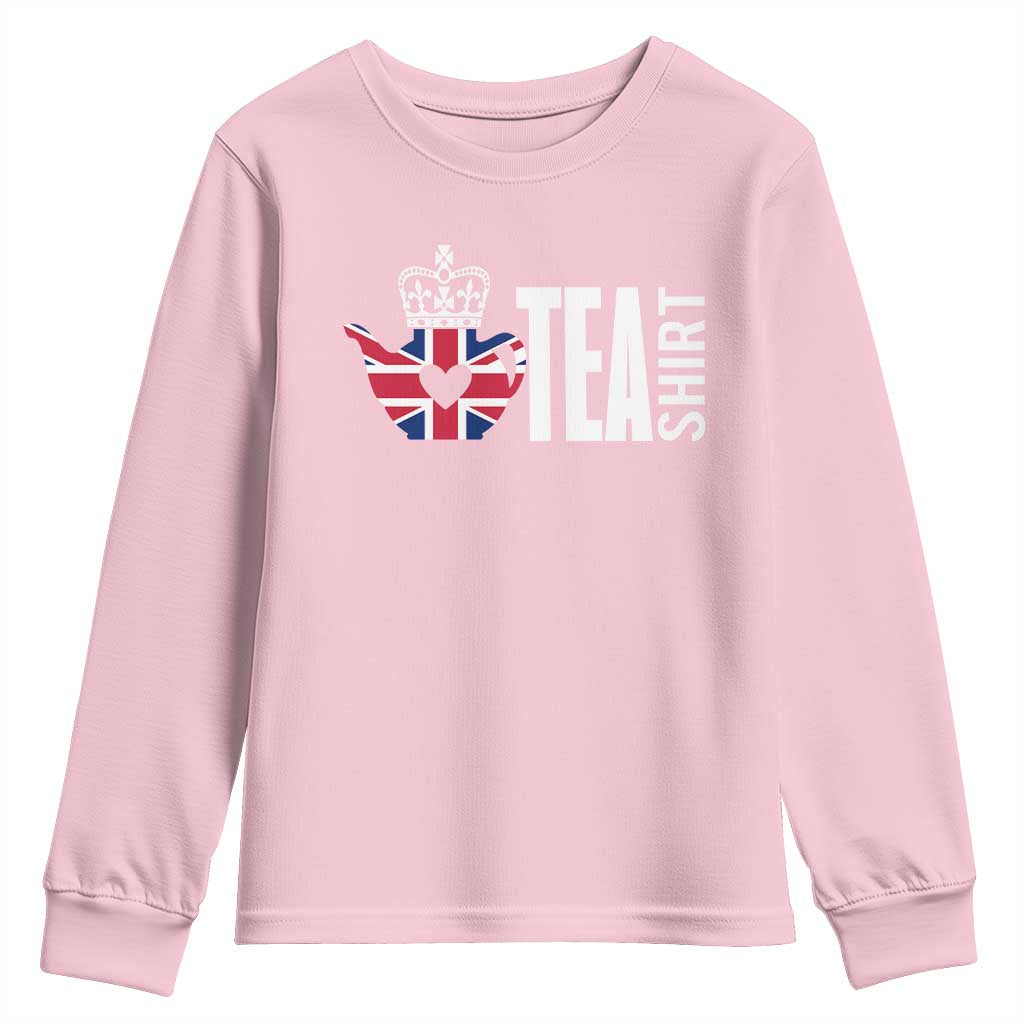 Funny English Tea UK Flag Youth Sweatshirt TS09 Light Pink Print Your Wear