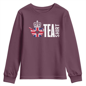 Funny English Tea UK Flag Youth Sweatshirt TS09 Maroon Print Your Wear