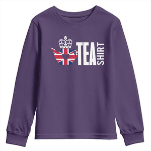 Funny English Tea UK Flag Youth Sweatshirt TS09 Purple Print Your Wear