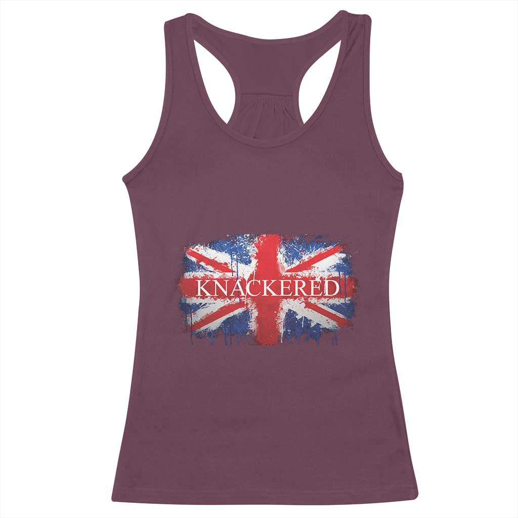 Funny Knackered The UK Flag British Racerback Tank Top TS09 Maroon Print Your Wear