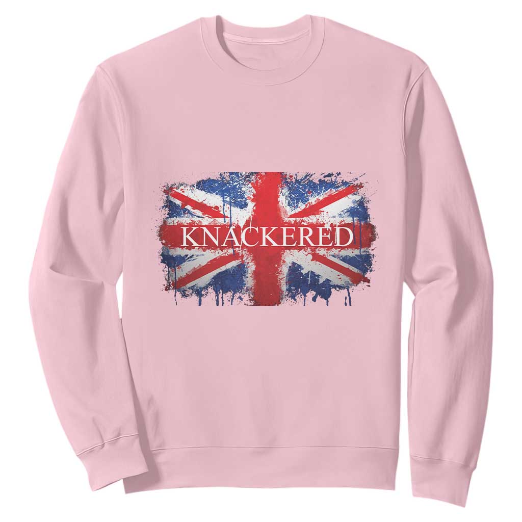 Funny Knackered The UK Flag British Sweatshirt TS09 Light Pink Print Your Wear