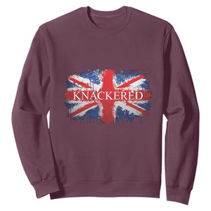Funny Knackered The UK Flag British Sweatshirt TS09 Maroon Print Your Wear