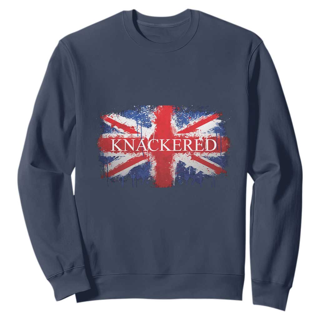 Funny Knackered The UK Flag British Sweatshirt TS09 Navy Print Your Wear