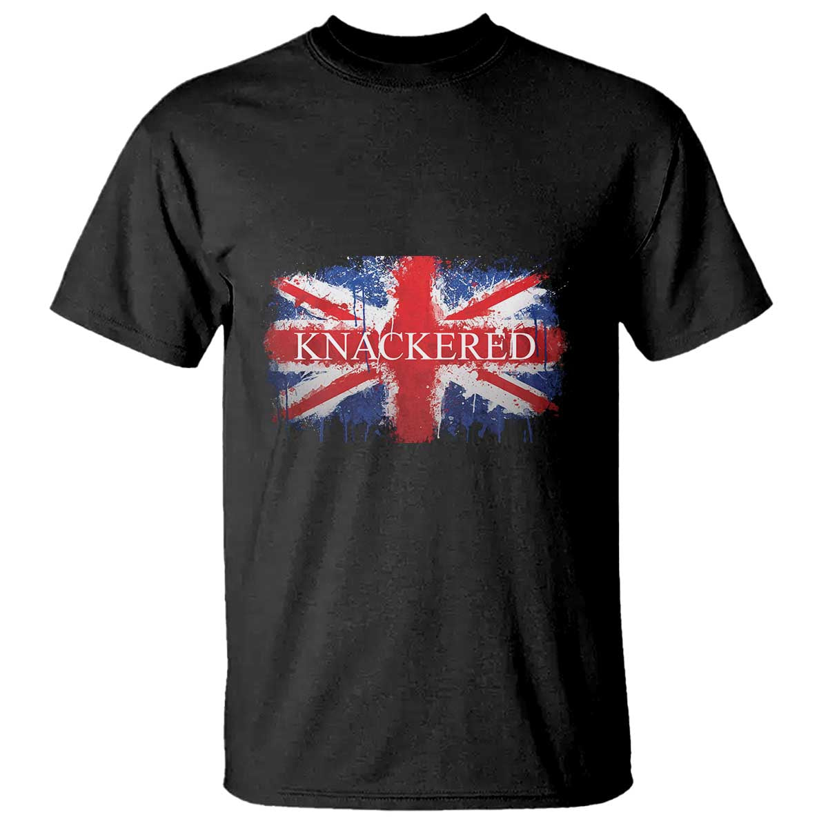 Funny Knackered The UK Flag British T Shirt TS09 Black Print Your Wear