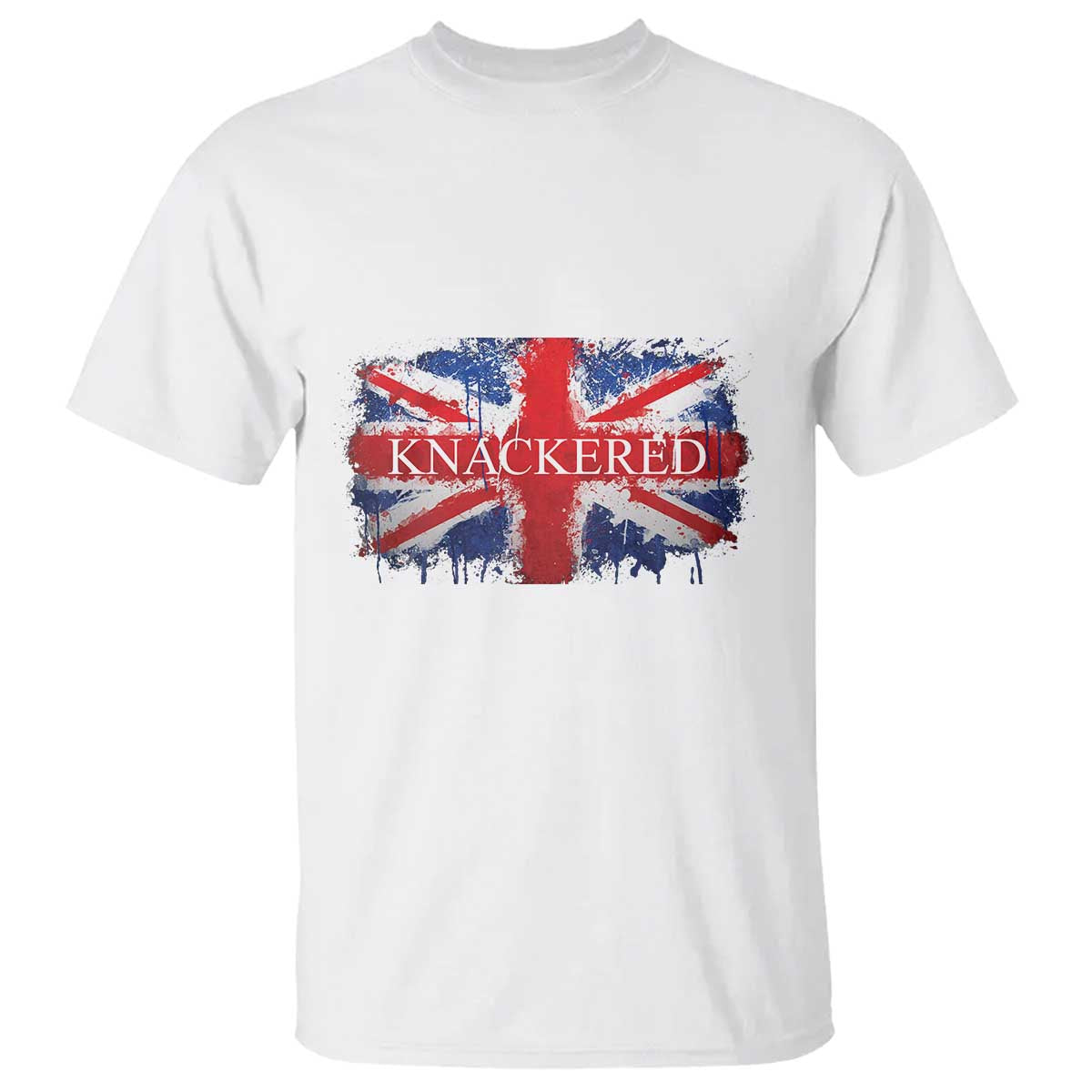 Funny Knackered The UK Flag British T Shirt TS09 White Print Your Wear
