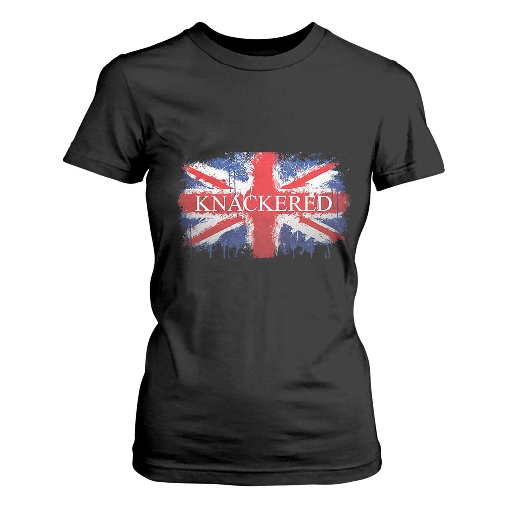 Funny Knackered The UK Flag British T Shirt For Women TS09 Black Print Your Wear