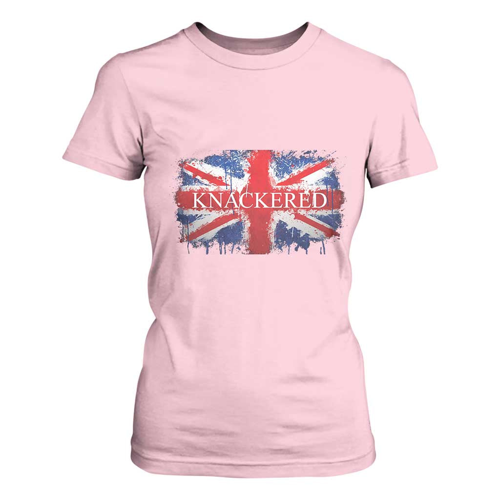 Funny Knackered The UK Flag British T Shirt For Women TS09 Light Pink Print Your Wear