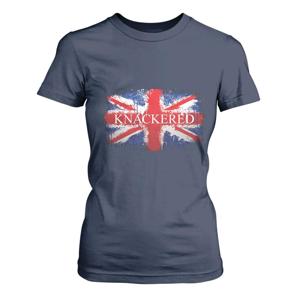 Funny Knackered The UK Flag British T Shirt For Women TS09 Navy Print Your Wear