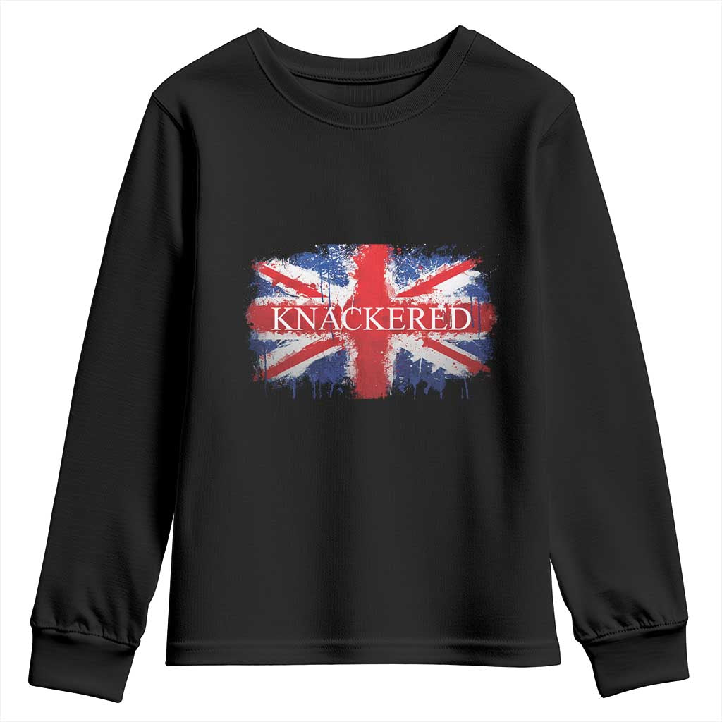 Funny Knackered The UK Flag British Youth Sweatshirt TS09 Black Print Your Wear