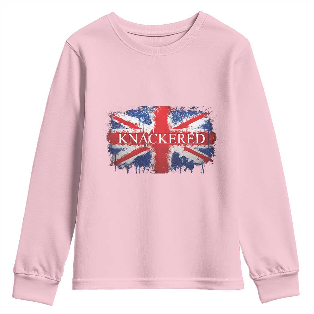 Funny Knackered The UK Flag British Youth Sweatshirt TS09 Light Pink Print Your Wear