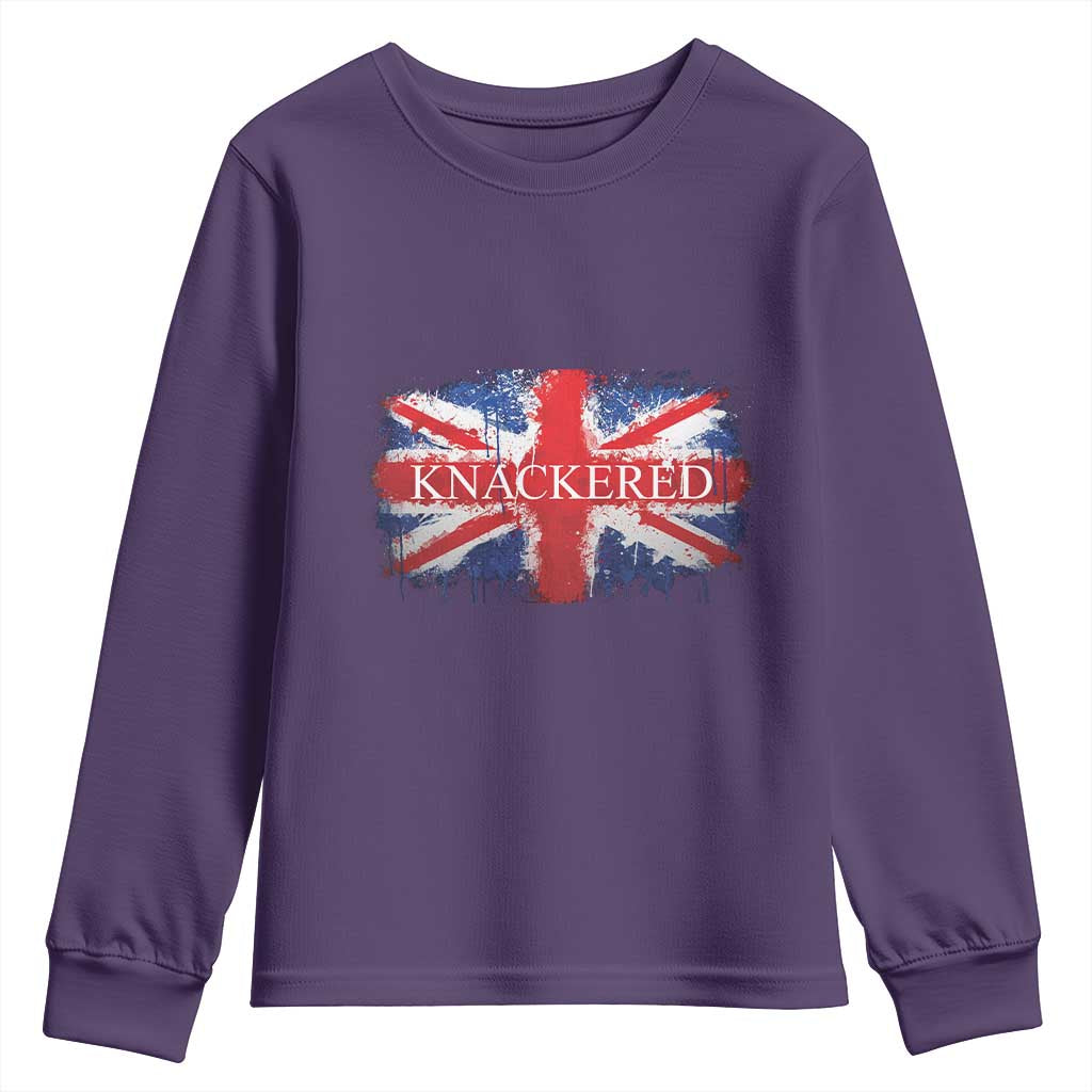 Funny Knackered The UK Flag British Youth Sweatshirt TS09 Purple Print Your Wear