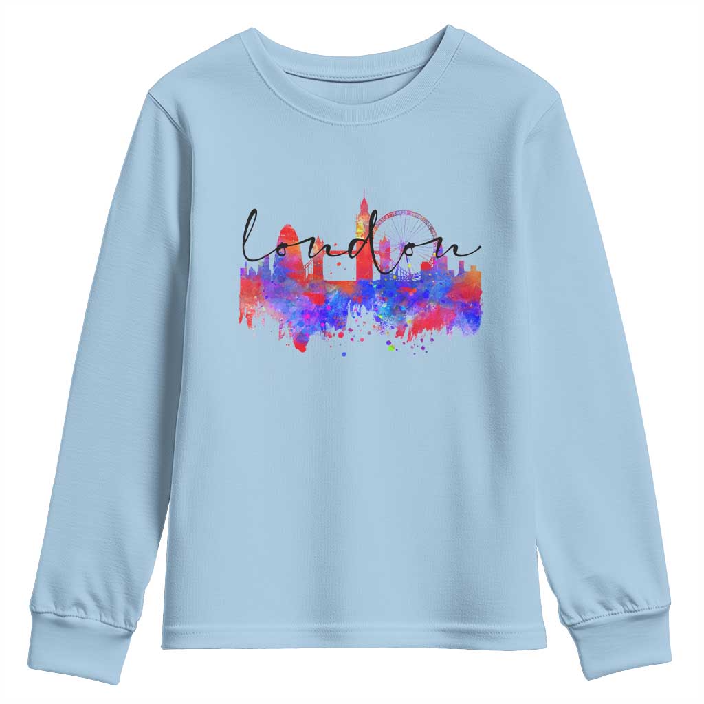 Traveling London Trip Youth Sweatshirt TS09 Light Blue Print Your Wear