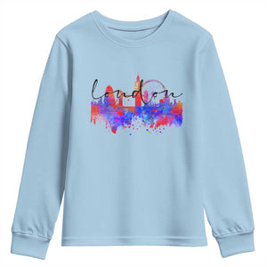 Traveling London Trip Youth Sweatshirt TS09 Light Blue Print Your Wear