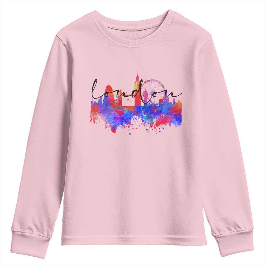 Traveling London Trip Youth Sweatshirt TS09 Light Pink Print Your Wear