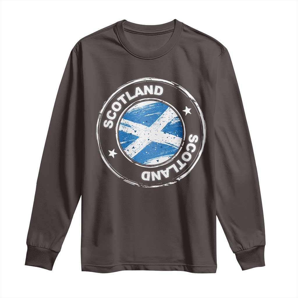 Scotland Flag Scottish Pride Long Sleeve Shirt TS09 Dark Chocolate Print Your Wear