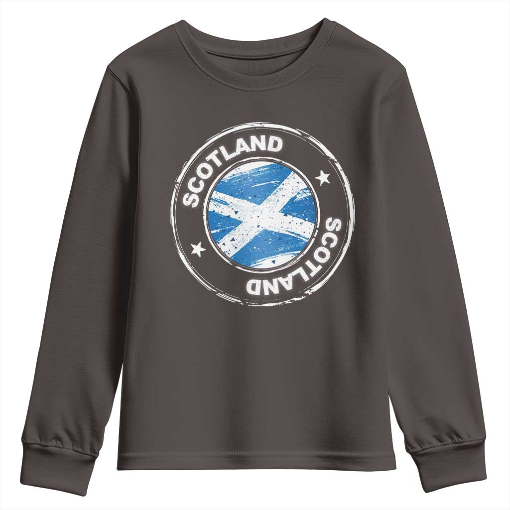 Scotland Flag Scottish Pride Youth Sweatshirt TS09 Dark Chocolate Print Your Wear