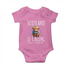 Scotland is Calling and I must Go Highland Cow Baby Onesie TS09 Azalea Print Your Wear